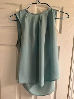 New York & Company Light Aqua Sleeveless Pleated Neck Camisole